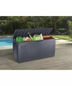 BAULE DA ESTERNO KETER "HOLLYWOOD" IN RESINA GRAFITE EFFETTO LEGNO 270 LT 117,5X45X57,3 CM